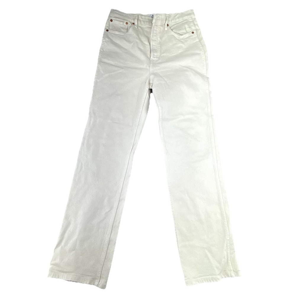 RE DONE Jeans Womens‎ 29 Cream High Rise Straight Button Fly Denim Ecru Cotton